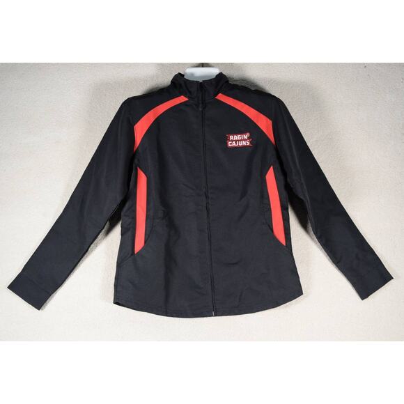 Ragin'Cajuns Adult Sz S Zip-up Black Red Jacket Russell Athletics - Picture 1 of 5